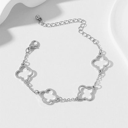 2PCS French Lucky Clover Bracelet Set For Women High Quality Stainless Steel INS Hot Selling Bracelet Charm Feeling Jewelry Gift