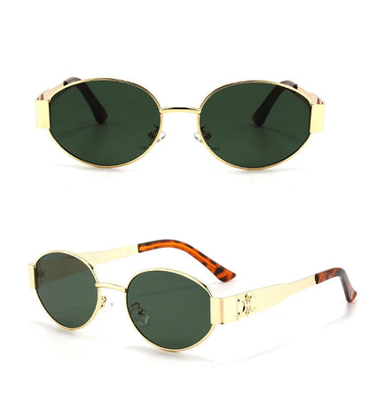 Oval Metal Frame Sunglasses — Retro Gold-Edged Gradient Lenses | Women & Men
