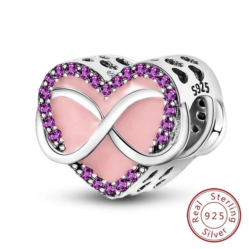 925 Sterling Silver Pink Pendant Charm Bead | Fits Pandora Bracelets & Necklaces | DIY Fine Jewelry