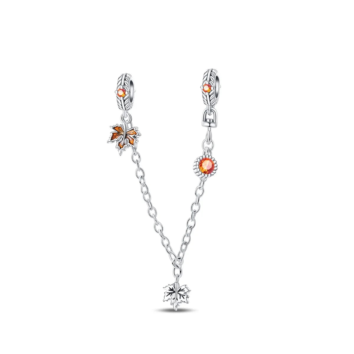 925 Sterling Silver Heart, Infinity & Triple Jewel Safety Chain Charm | Fits Pandora & Most Bracelets