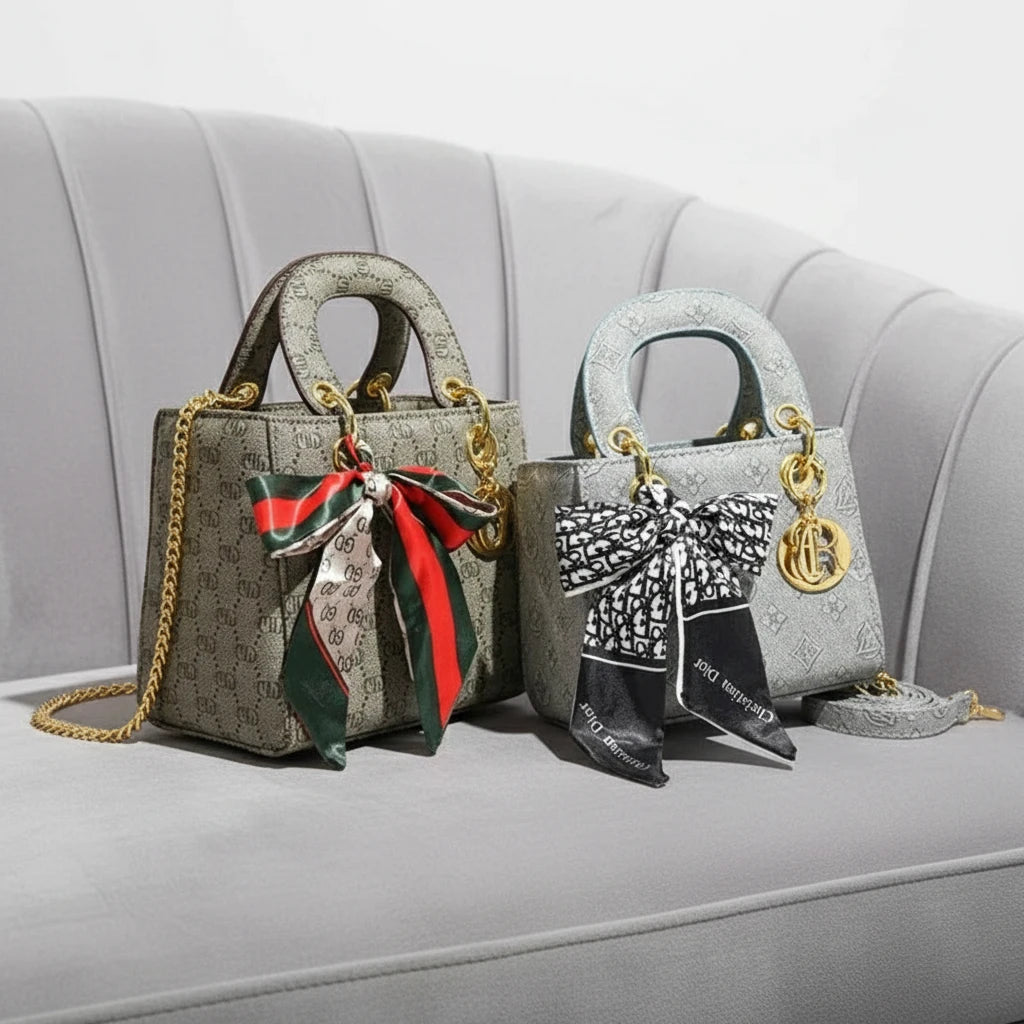 2025 Elegant Top Handle Bag for Women,Retro Floral Crossbody Purse with Silk Scarf Accent, Day To Evening Versatile Shoulder Bag