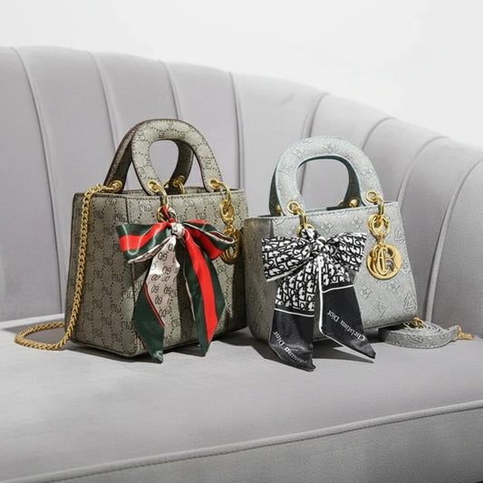 2025 Elegant Top Handle Bag for Women,Retro Floral Crossbody Purse with Silk Scarf Accent, Day To Evening Versatile Shoulder Bag