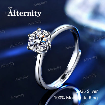 Moissanite Solitaire Ring - 925 Sterling Silver, 0.5ct to 2ct, D Color VVS1, GRA & CMA Certified