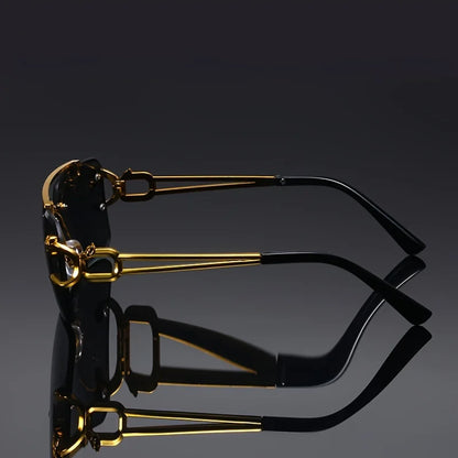 CEYYOR Vintage Punk Frameless Sunglasses — Golden UV400 Anti-Reflective | Women & Men