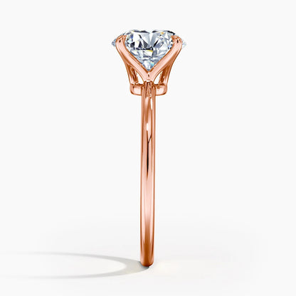 Solitaire Ring - 925 Sterling Silver Rose Gold, Moissanite or Zirconia, 1ct 2ct 3ct 5ct