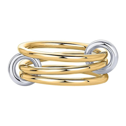 Trendy 4-Piece Stackable Ring Set - Two-Tone 18K Gold Plated Zircon Rings