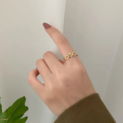 Plated Trendy Light Luxury Adjustable Ring Women's Niche Design Word Fashion Personality Index Finger Ring Jewelry