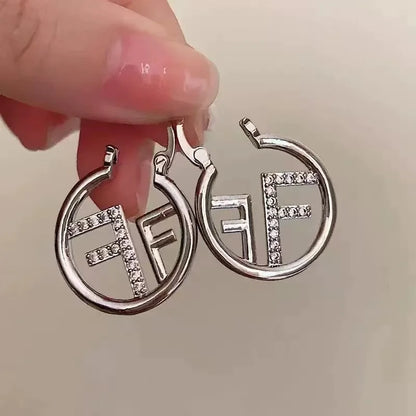 Letter F Hoop Earrings | Light Luxury Gold & Silver Plated