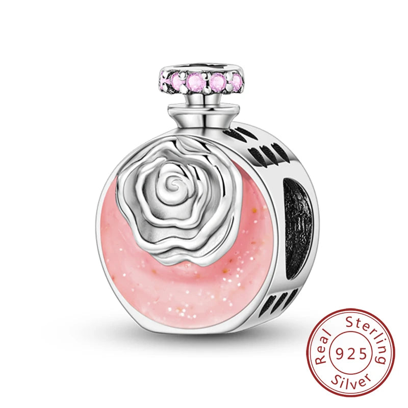 925 Sterling Silver Pink Pendant Charm Bead | Fits Pandora Bracelets & Necklaces | DIY Fine Jewelry