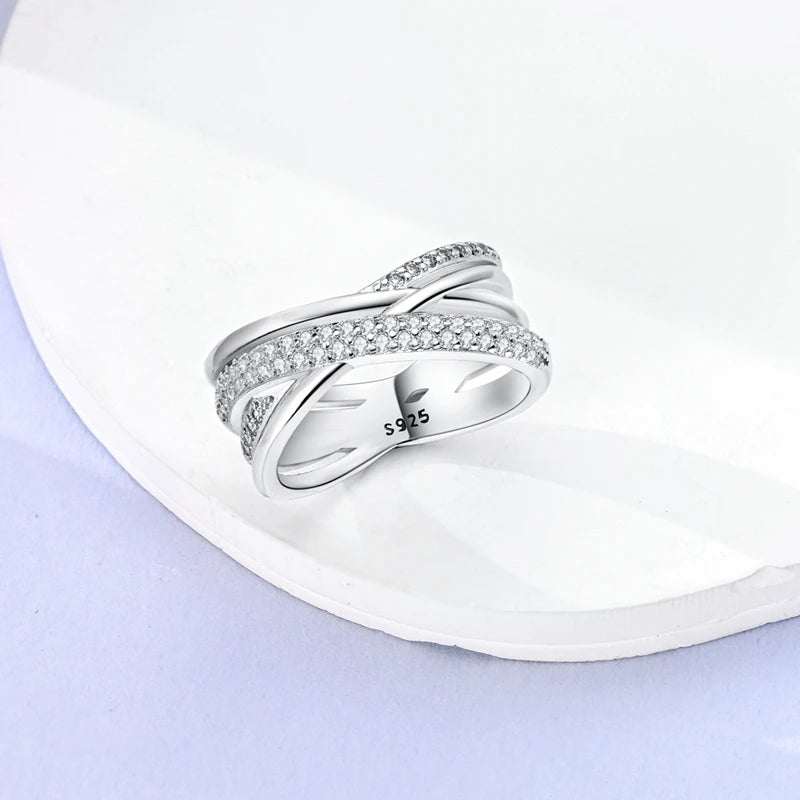 925 Sterling Silver Cross Multi-Ring | Zircon Wedding & Anniversary Ring for Women