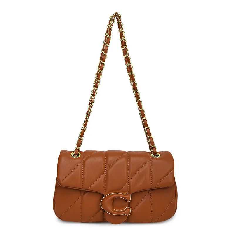 2025 new diamond striped small fragrant embroidery thread bag chain bag high-quality shoulder crossbody bag