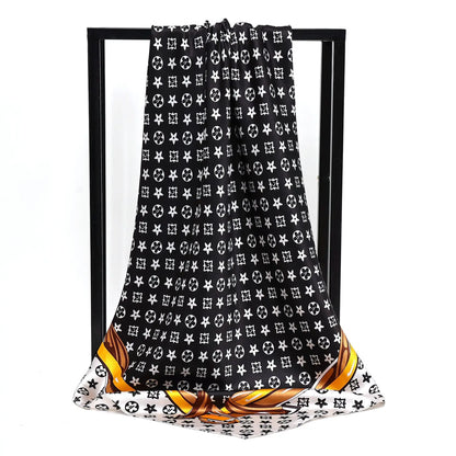 90X90cm 2025 New Women Luxury Print Satin Silk Scarves Square Scarf Hijab Neckerchief Female Hair Ribbon Headband Wrap Bandana