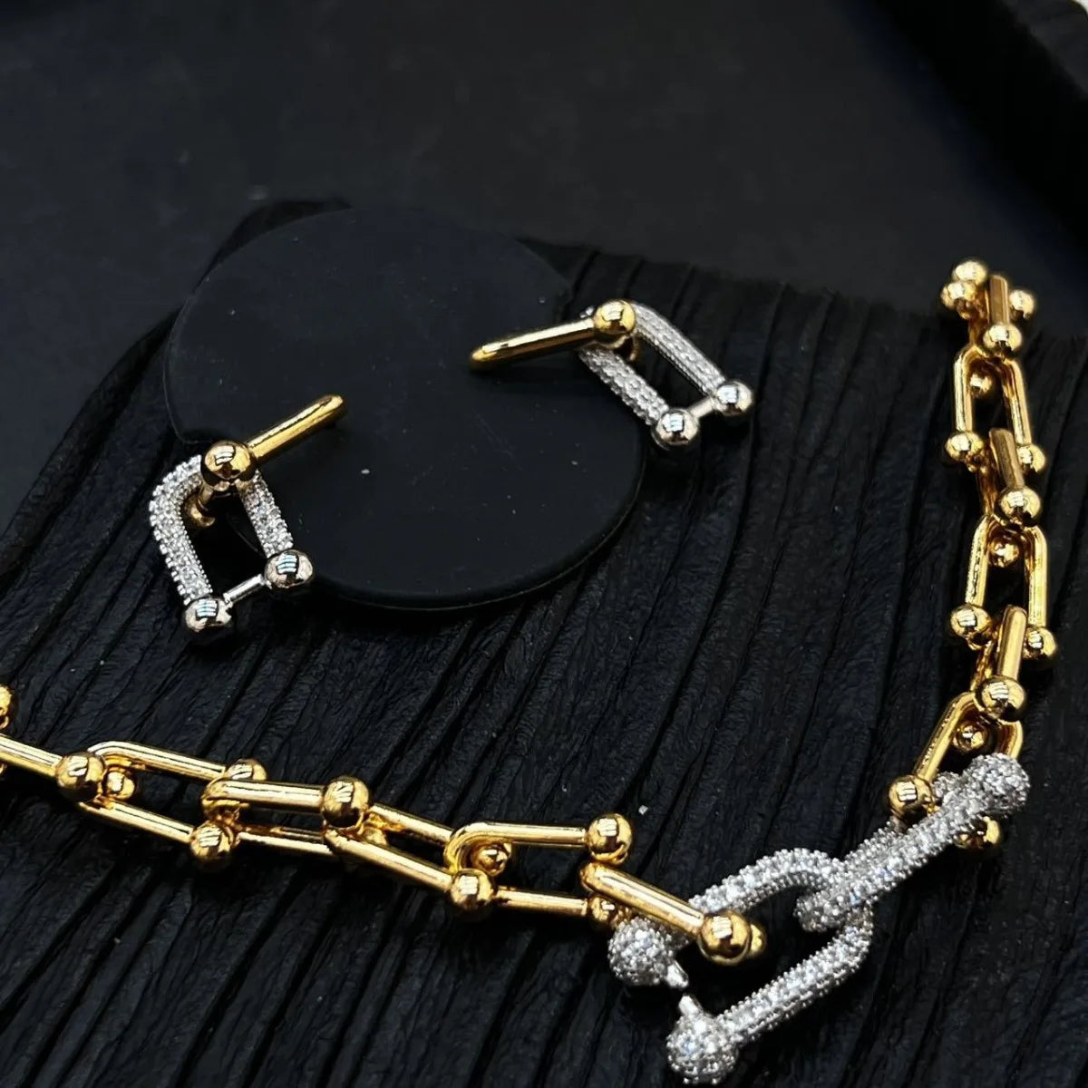 Women's Chain Earrings And Necklace Set, High-End Luxury Fashion Ins Street Gothic Series, Party Wedding Jewelry