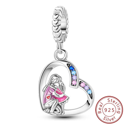925 Sterling Silver Pink Pendant Charm Bead | Fits Pandora Bracelets & Necklaces | DIY Fine Jewelry