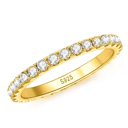 Moissanite Eternity Band - 925 Sterling Silver & 18K White Gold, D Color VVS1, GRA Certified