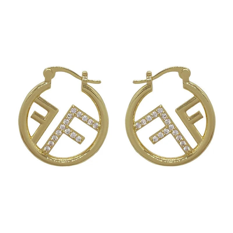 Letter F Hoop Earrings | Light Luxury Gold & Silver Plated
