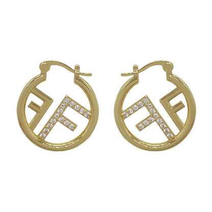 Letter F Hoop Earrings | Light Luxury Gold & Silver Plated