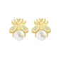 Cute and Compact Bee Pearl Stud Earrings Silver Needle Girls Lady Party Daily Wearing Fashion Jewelry