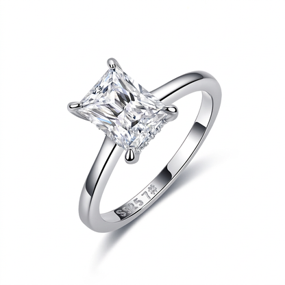 925 Sterling Silver Princess Cut Moissanite Solitaire Engagement Ring For Women
